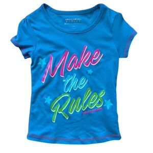 Skechers Blue and Pink Short Sleeve Tee with Colorful Print graphic tee size 3T